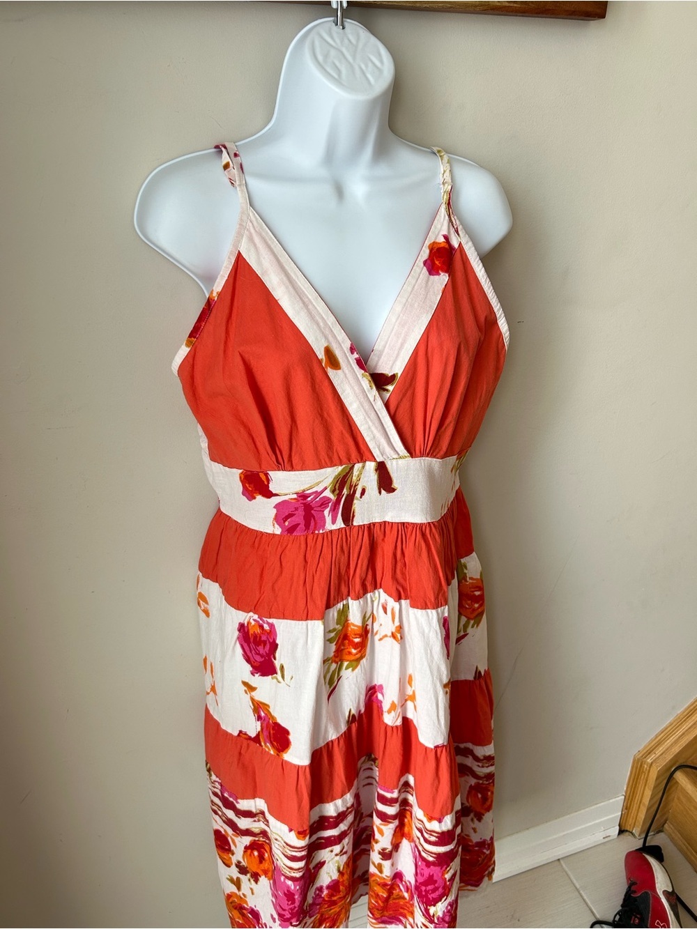 🟢 5 for $25 🟢 100% COTTON Coral Floral Sundress Cottagecore Boho Summer Midi Dre - Picture 3 of 14